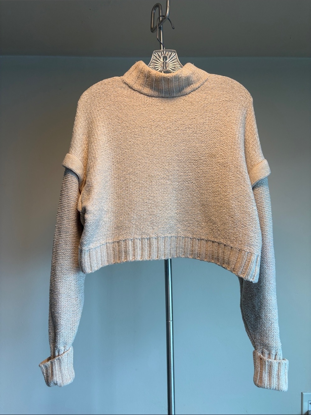 Urban Outfitters Cozy Cropped Mock Neck Chenille Sweater-XS